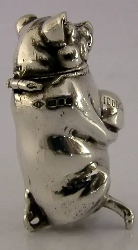 Novelty Engels sterling zilveren Greedy Pig Banker Vesta Case 1991 photo 245.0