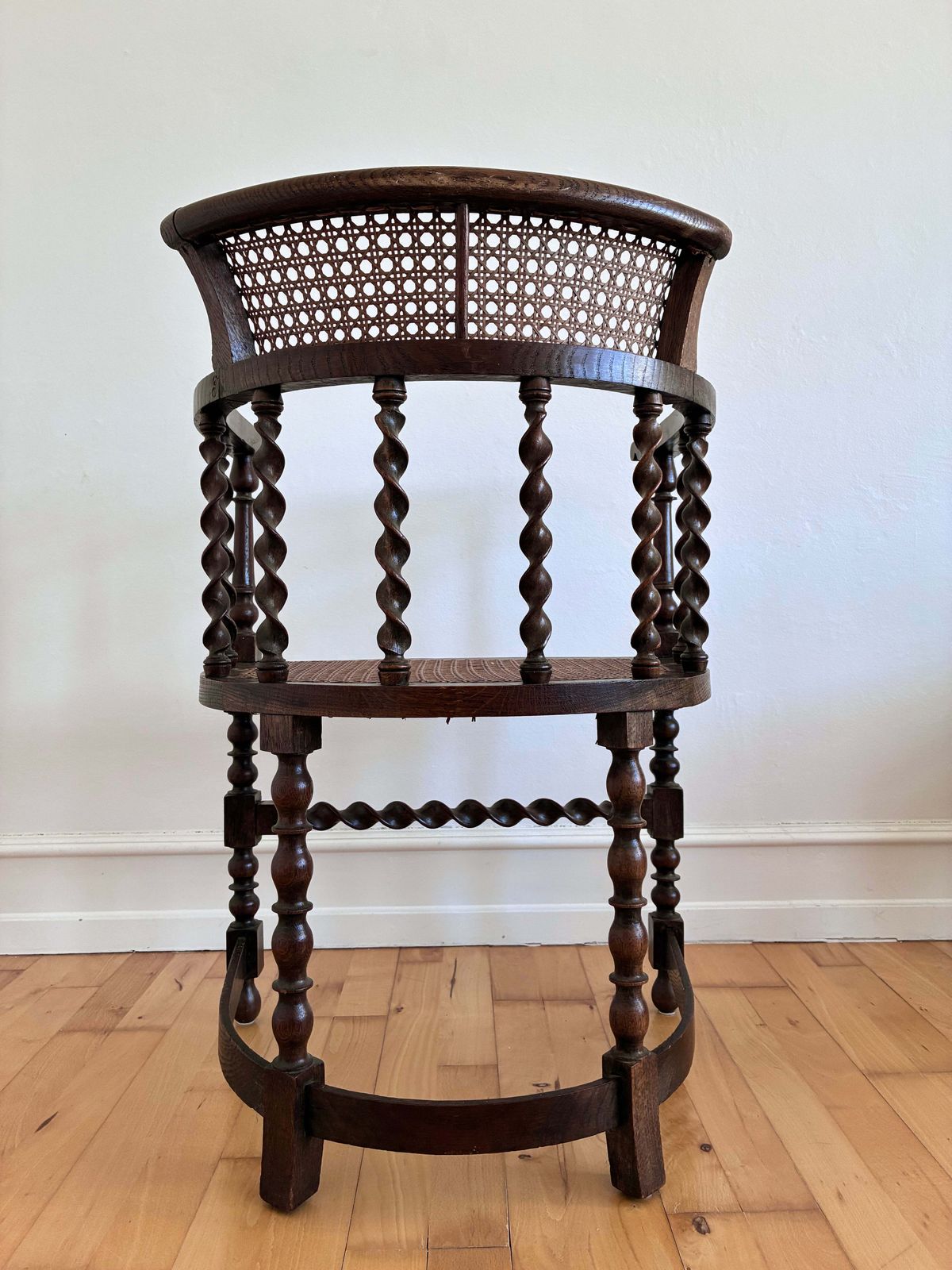 photo furniture Edwardian Barley Twist Armchair With Cane, English, Early 20th Century