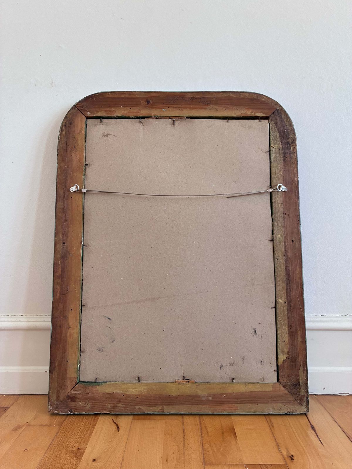 Antieke Franse Louis Philippe-spiegel – groen en goud, 19e eeuw photo vintage