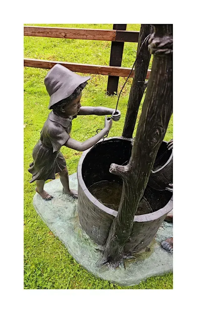 A Very Fine 20th Century Bronze Figuraral Garden Sculpture Of Children At A Well photo 8267.0