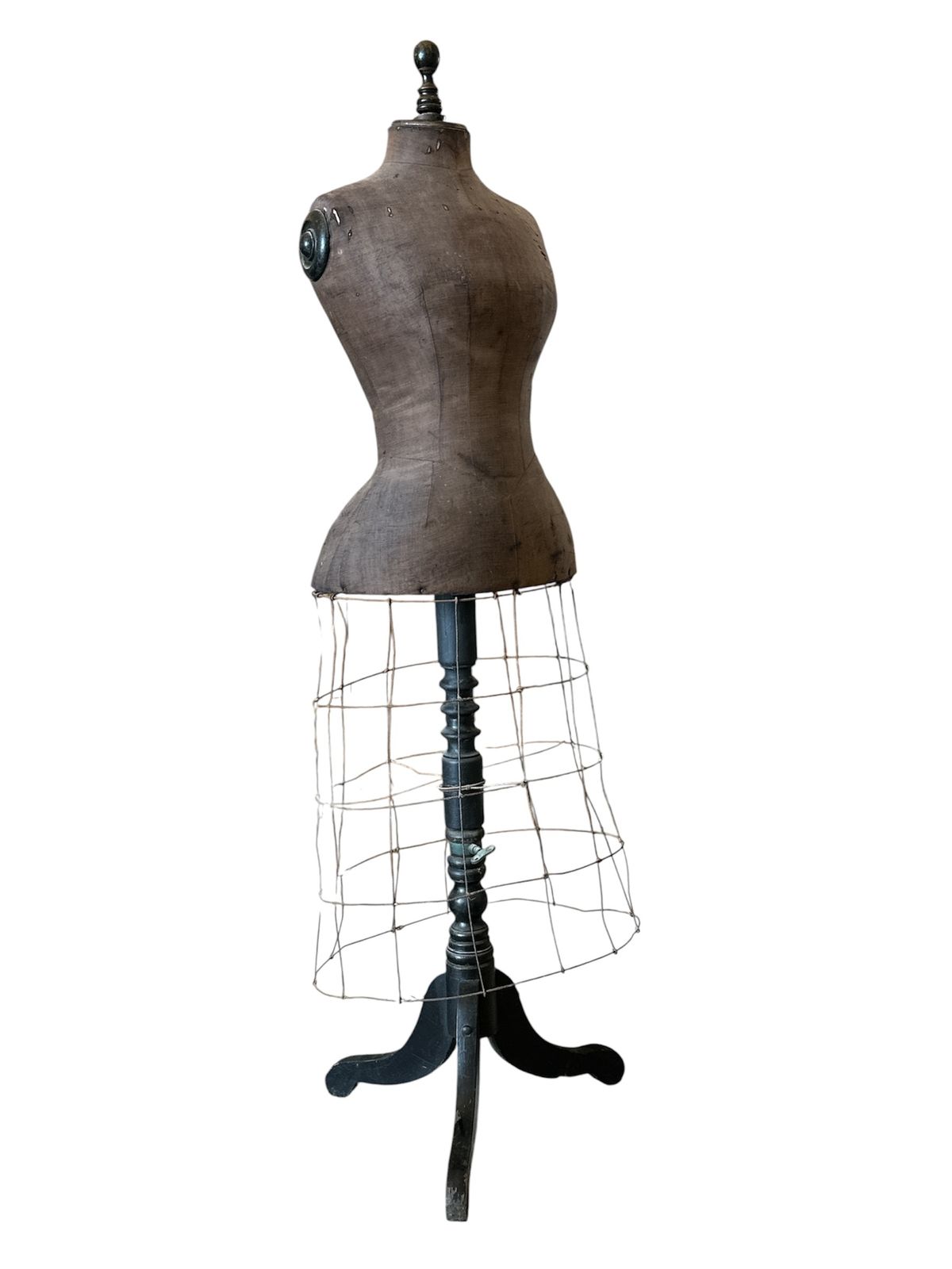 Wasp Waisted Antique Mannequin With Cage Skirt