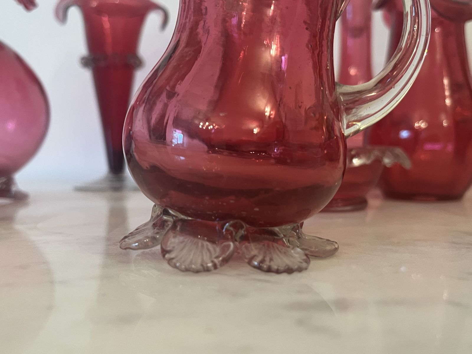 Collection Of Victorian Cranberry Glassware 13 Pieces photo for sale