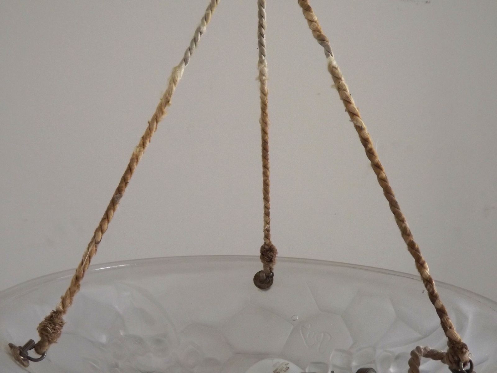 495.0 French Art Deco Ceiling Light Ros Degue Frosted Molded Glass Plafonnier photo