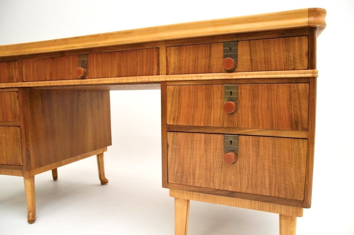 Vintage Walnut Pedestal Desk By Laszlo Hoenig photo buy