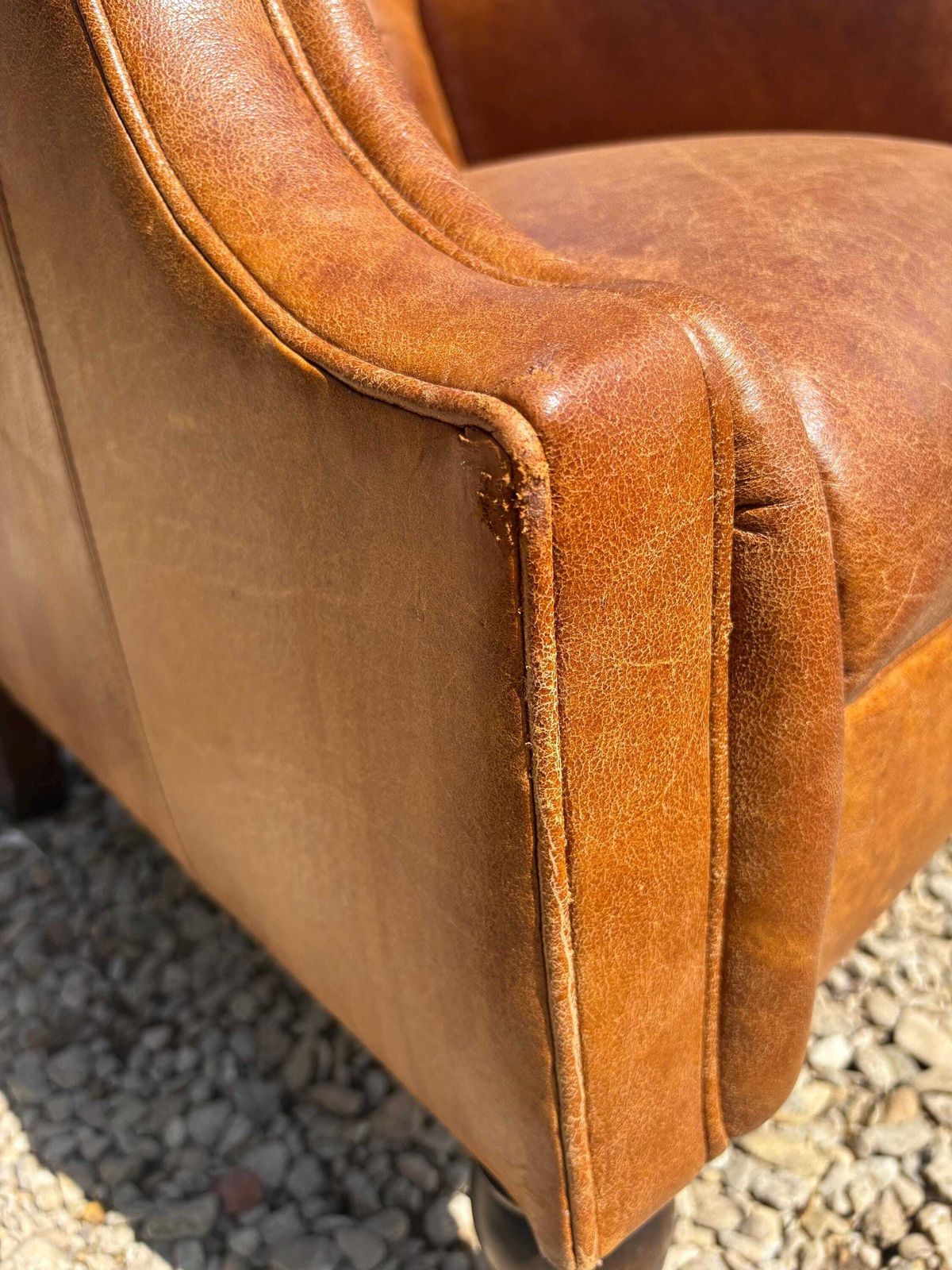 Laura Ashley Lancaster Tan Leather Armchair / Chair photo buy