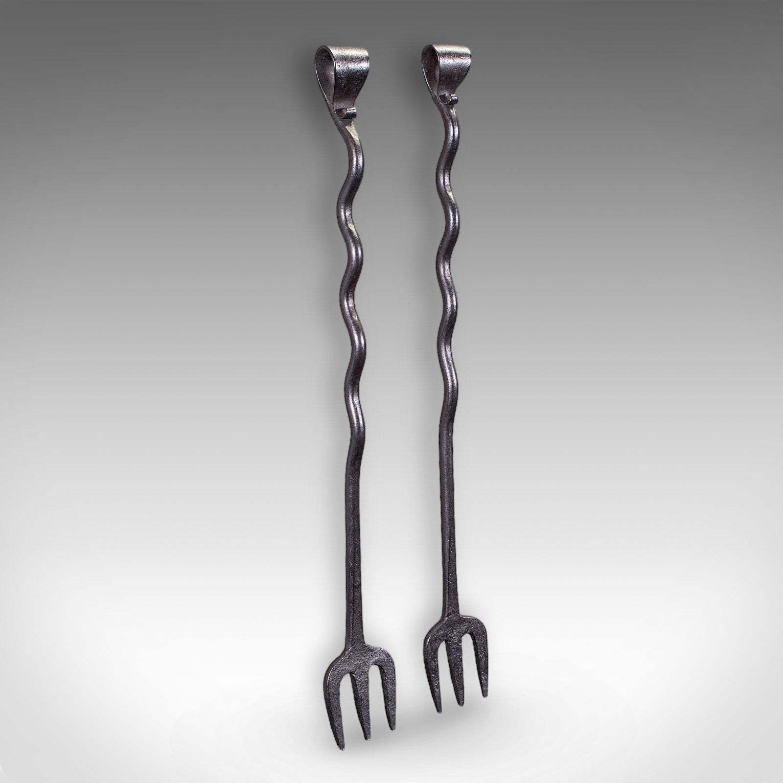 4 Antique Country House Inglenook Fire Tools, English, Companion Set, Victorian photo for sale