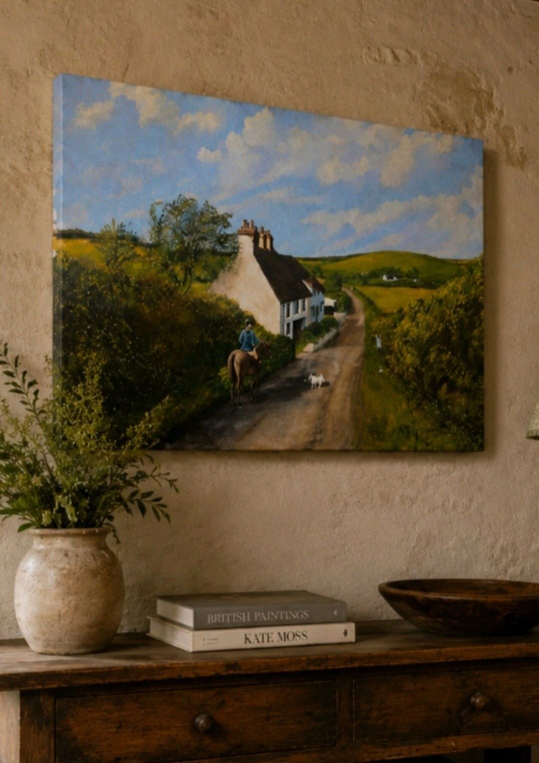 Signed English Cottage Landscape Oil Painting 1985 photo 256.0