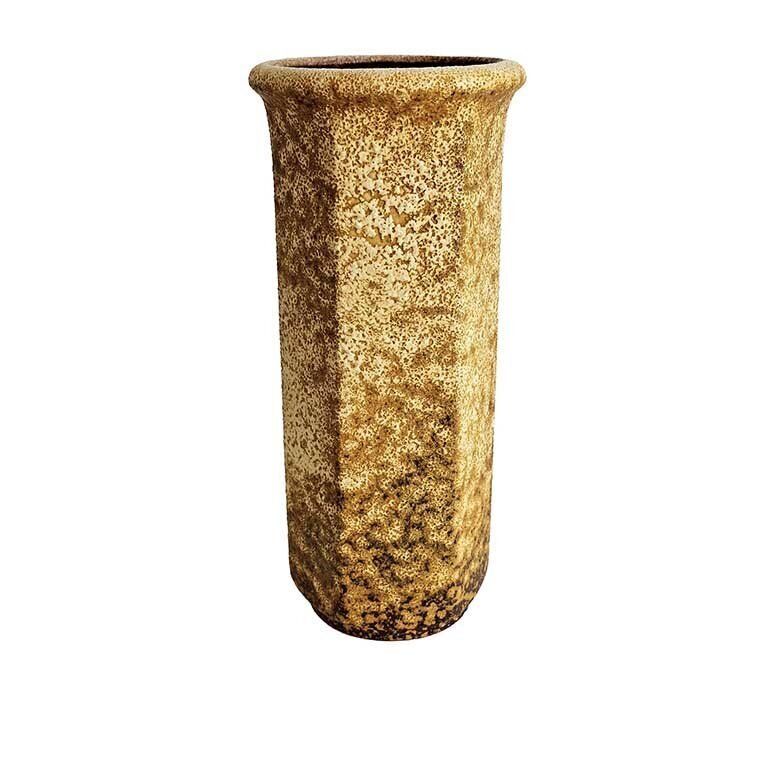 1970s West German Fat Lava Vase By Scheurich   Hexagonal "Honey" Coloured   Model 297 26