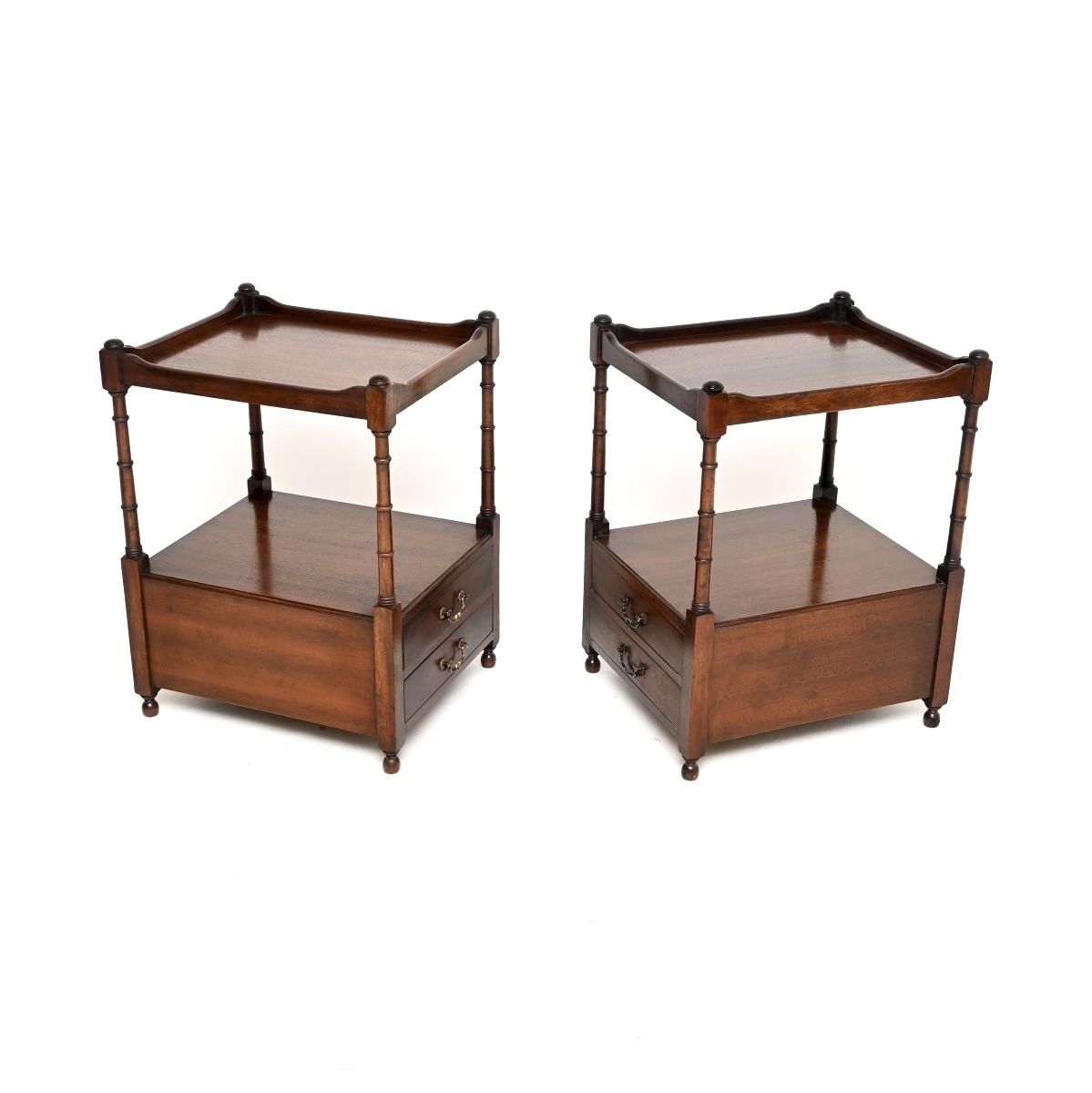 Pair Of Antique Georgian Style Mahogany Side Tables photo vintage
