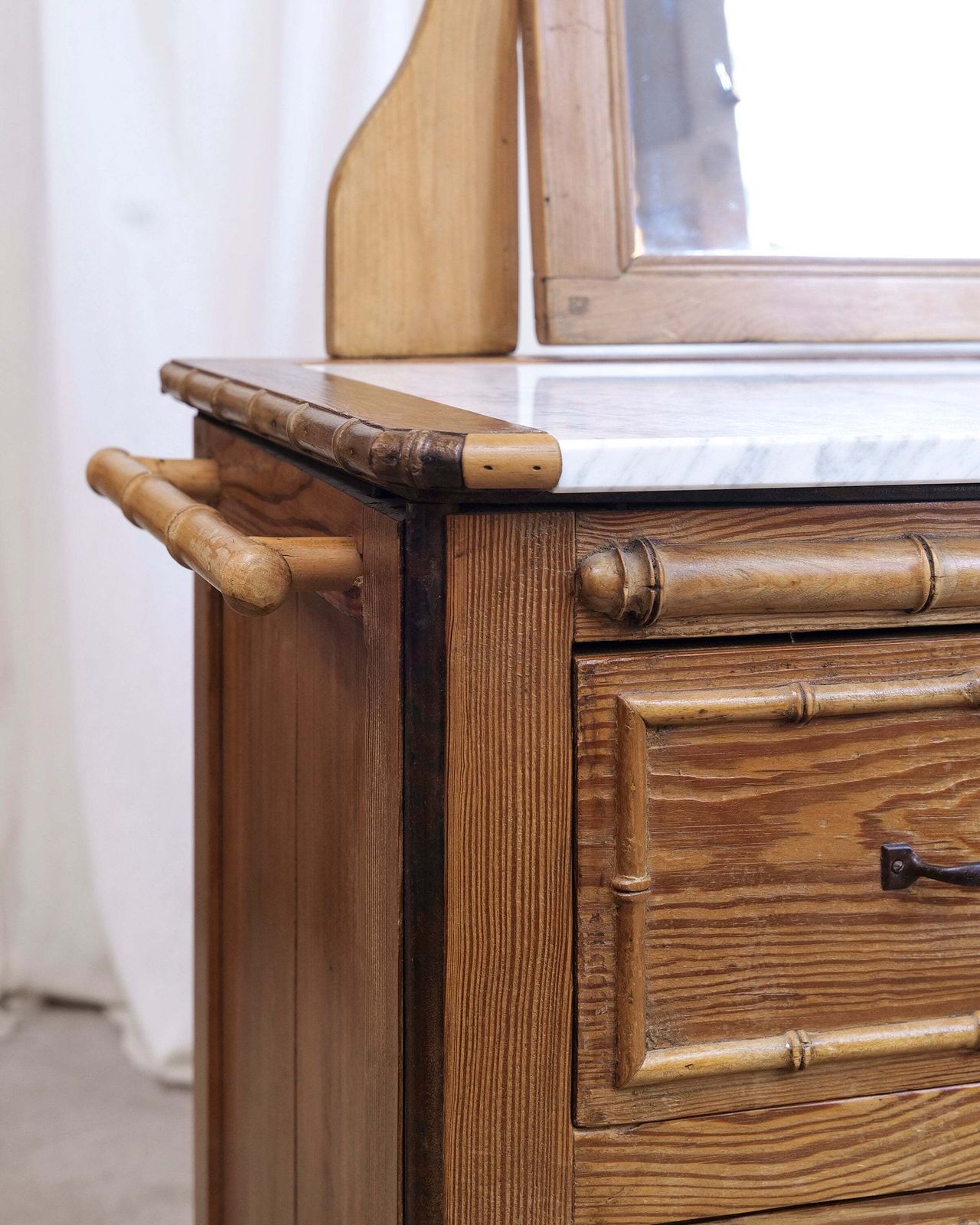 French Faux Bamboo Dresser With Marble Top photo Furniture