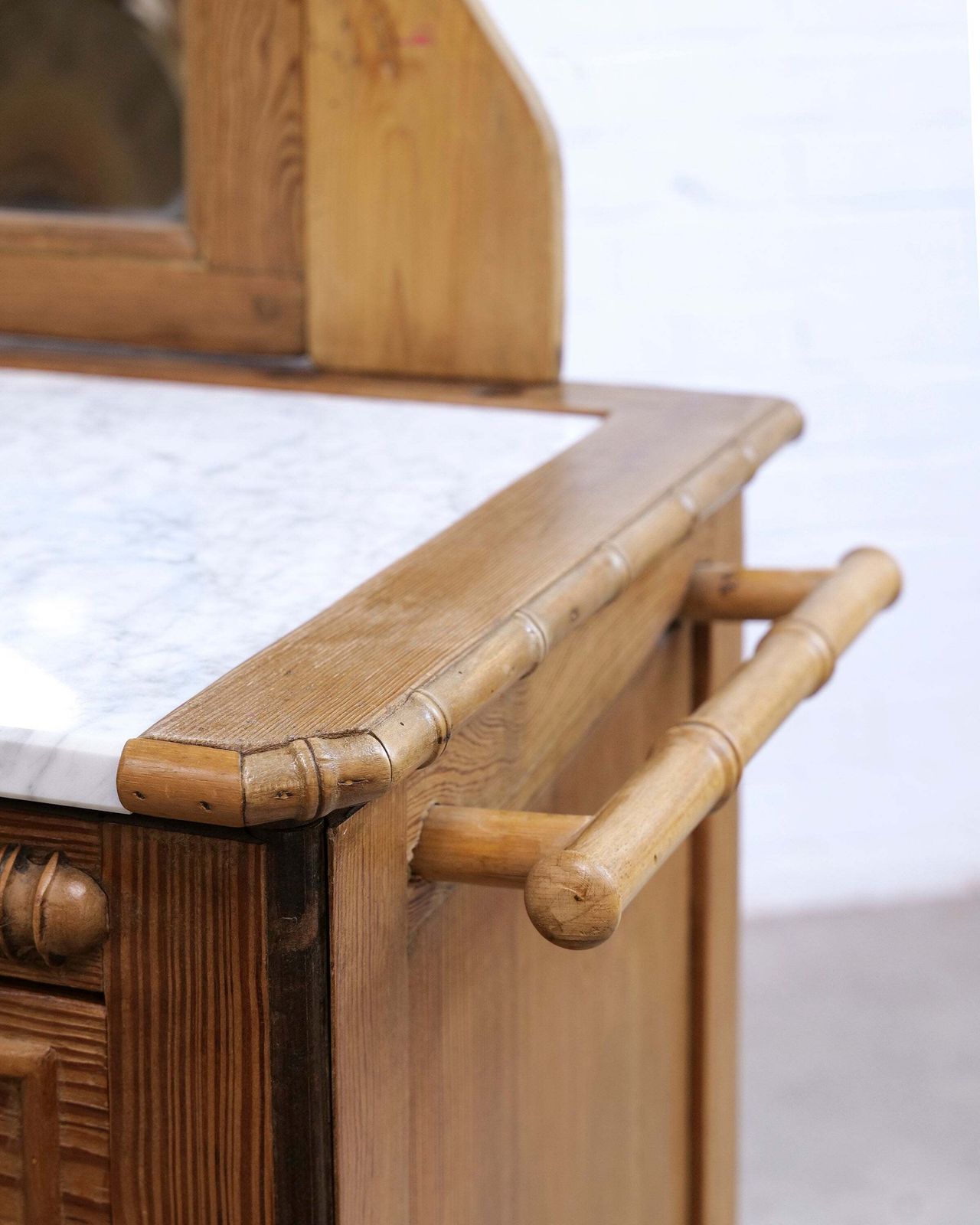 French Faux Bamboo Dresser With Marble Top photo vinterior