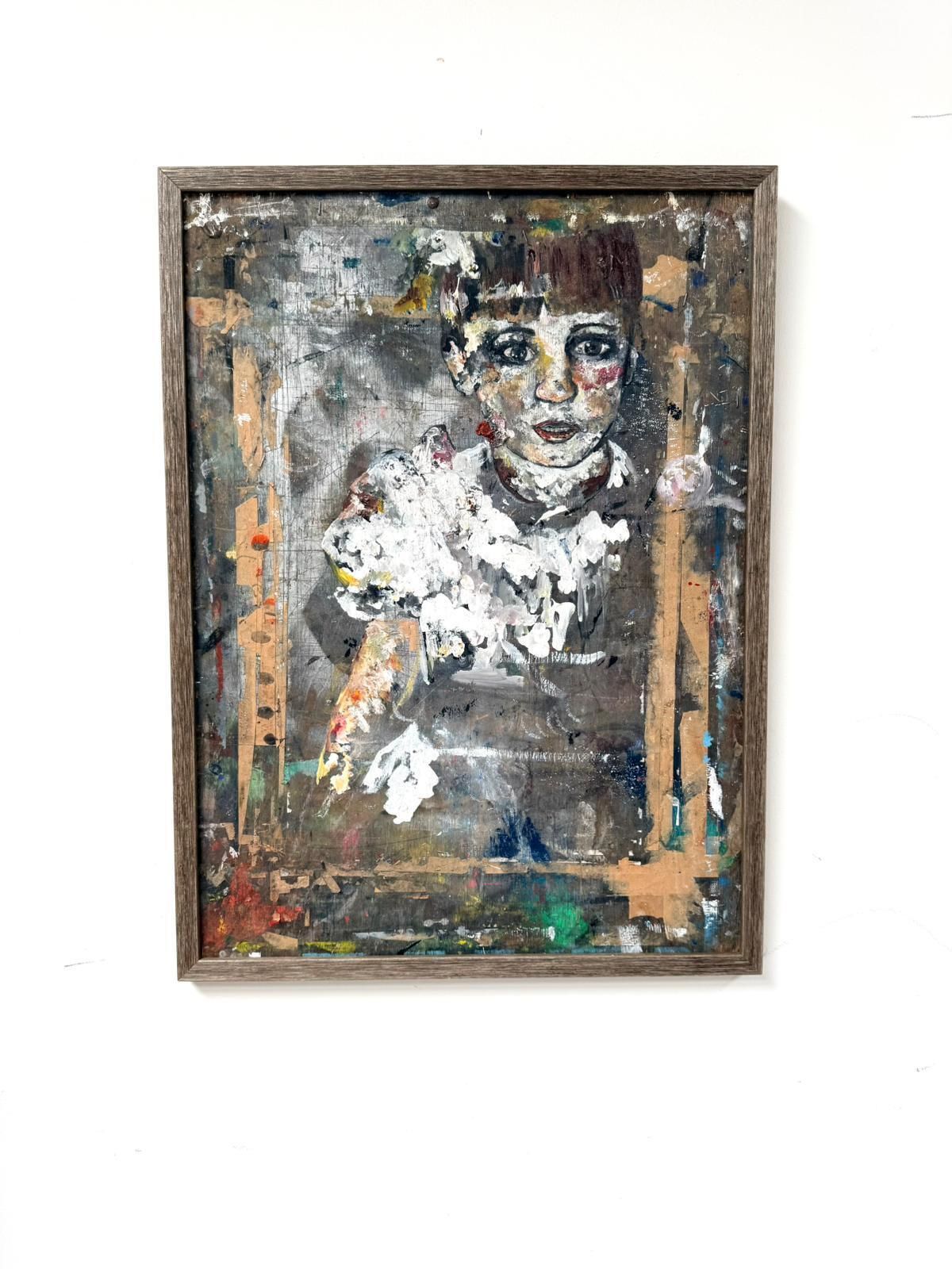 Original British Mid Century Art School Mixed Media Collage Oil On Board Abstract Signed  0143. photo 1795.0
