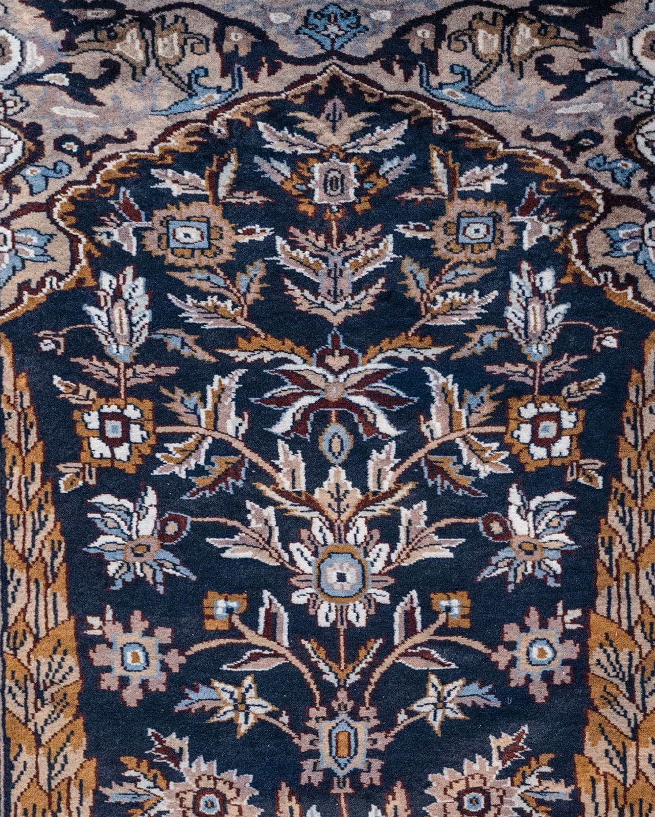 Hand Knotted Navy & Ivory 'Tree Of Life' Rug In 100% Wool Pile photo buy