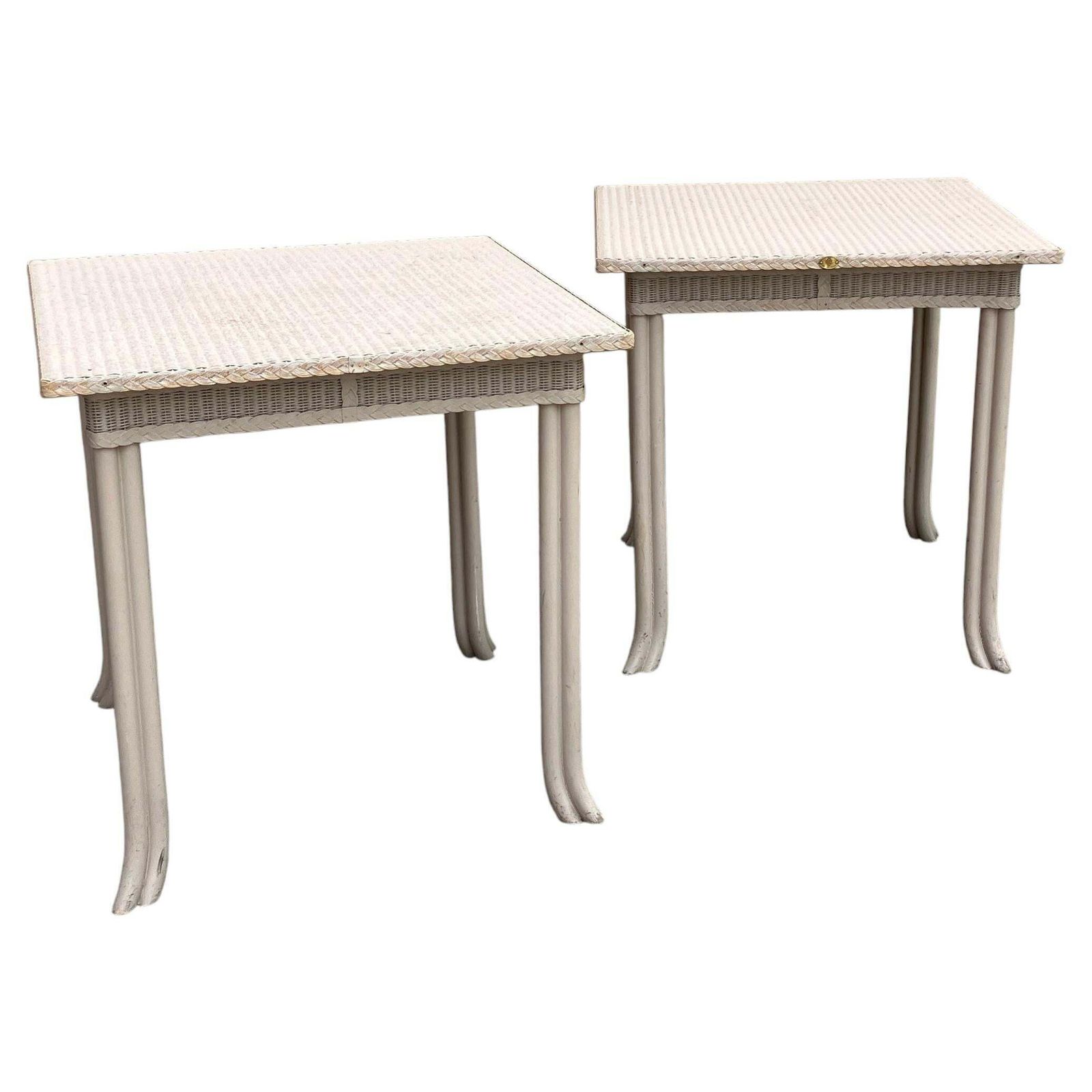 Antique Pair Of End Tables By Lloyd Loom Handmade In England