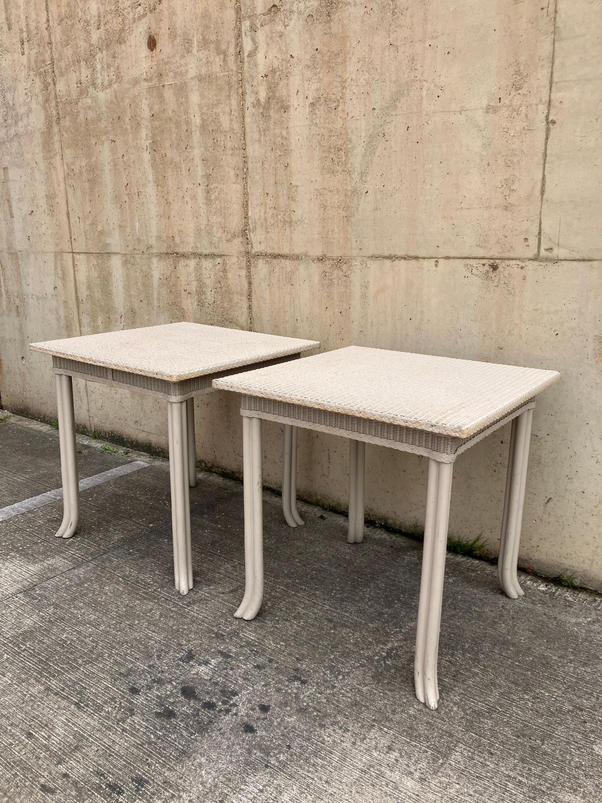 photo furniture Antique Pair Of End Tables By Lloyd Loom Handmade In England