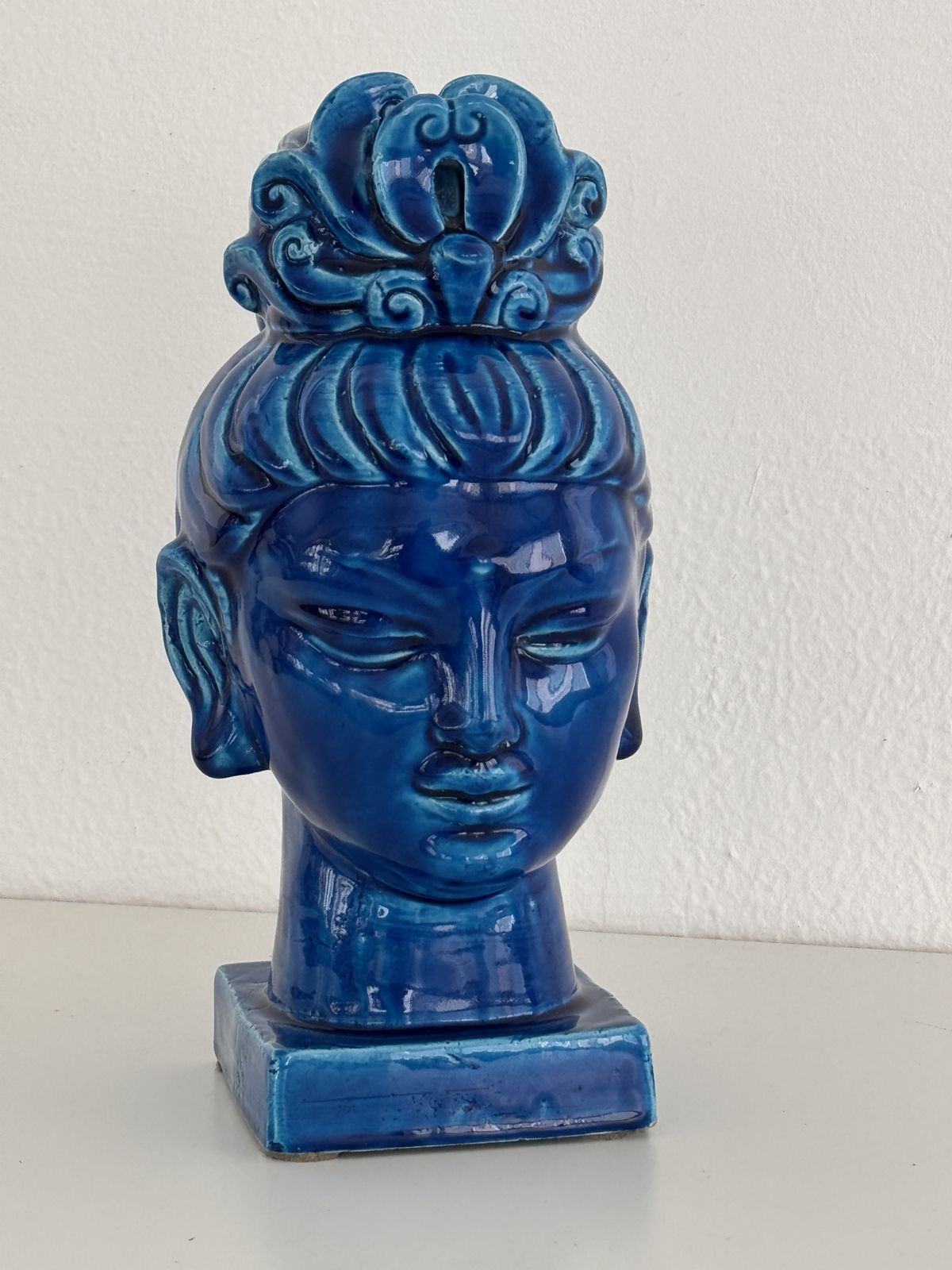 Aldo Londi For Bitossi Kwan Yin Buddha Rimini Blu, Italy, 1970s photo vintage