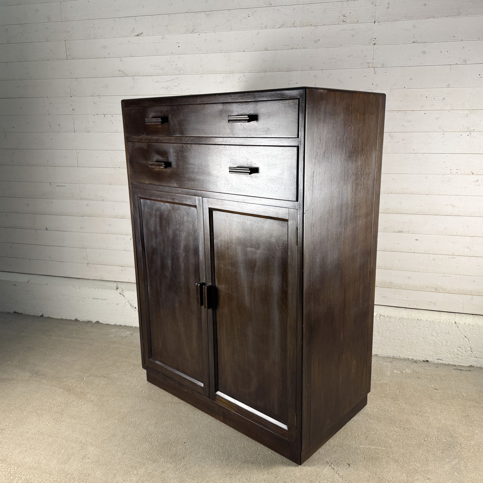 1940s Oak Tallboy With 2 Drawers Over Cupboard photo vinterior
