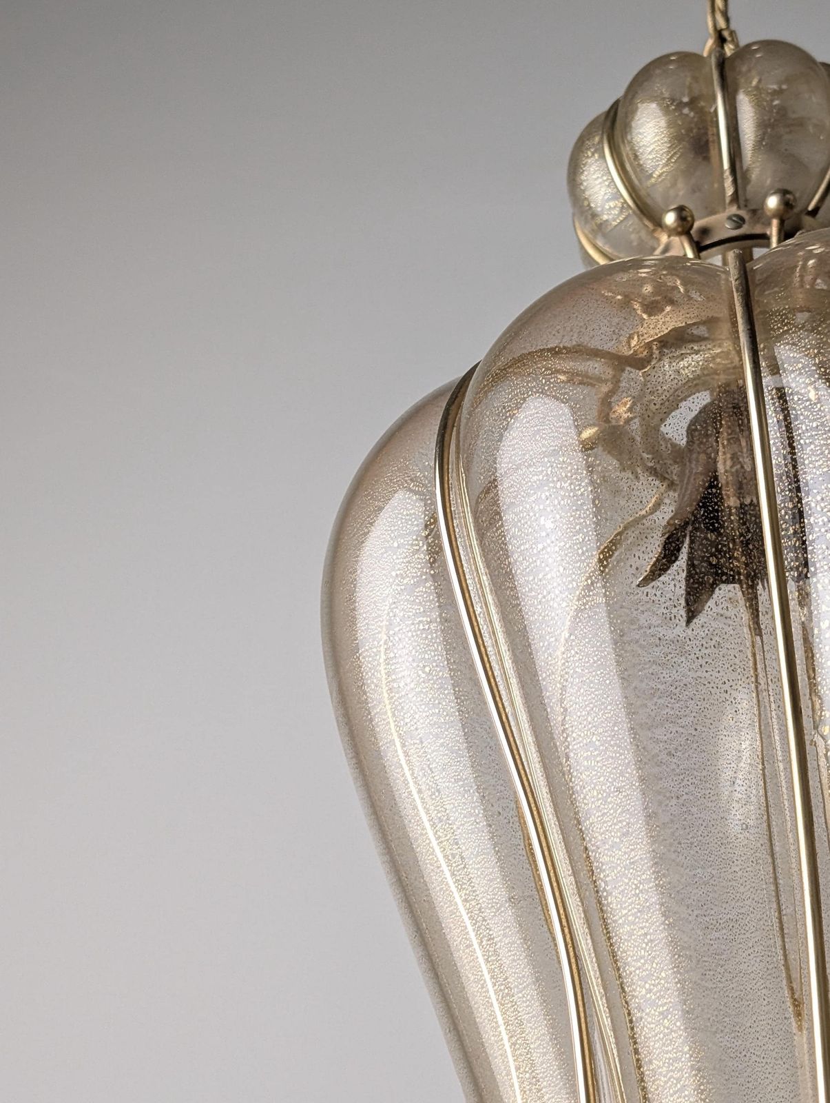 Barovier & Toso Murano Glass Blown Lantern With 24k Gold And Brass, 1960s photo Lighting