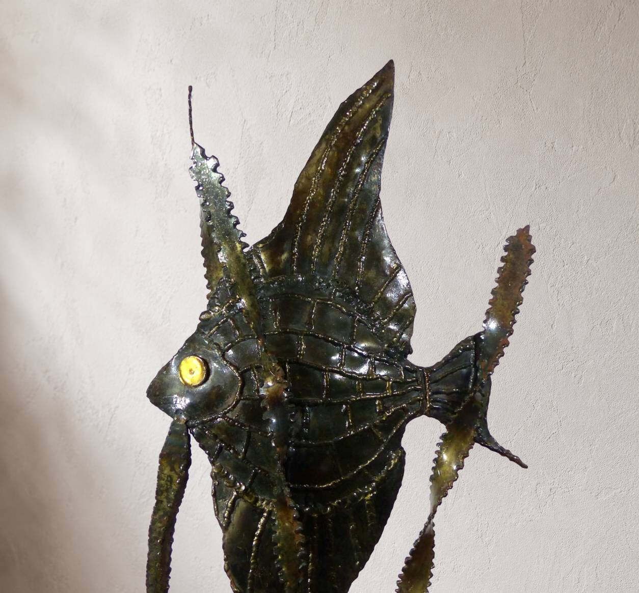 Large Brutalist Sculpture Of An Angelfish Made Of Welded Metal, Circa 1970 photo 1200.0