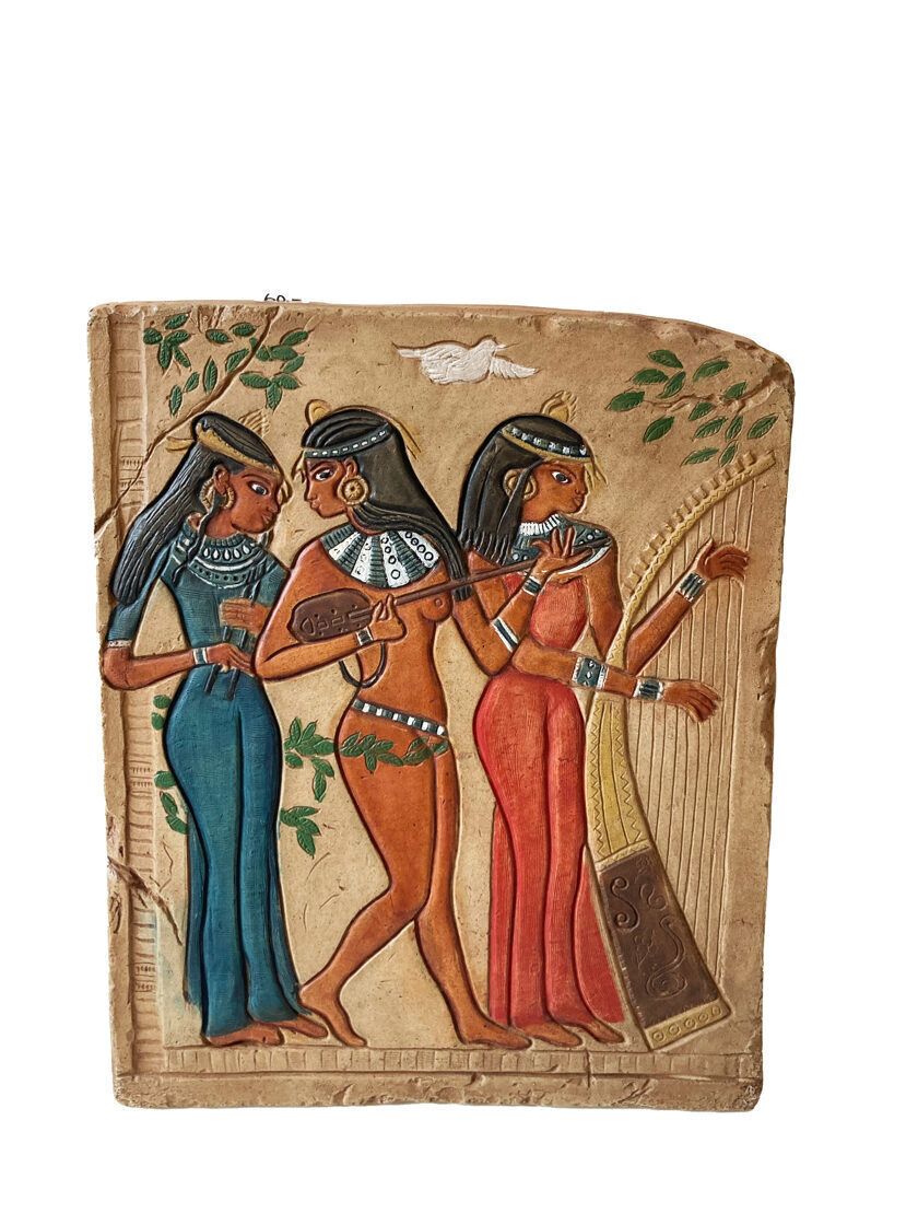 Wanddecoratie met drie Egyptische muzikanten