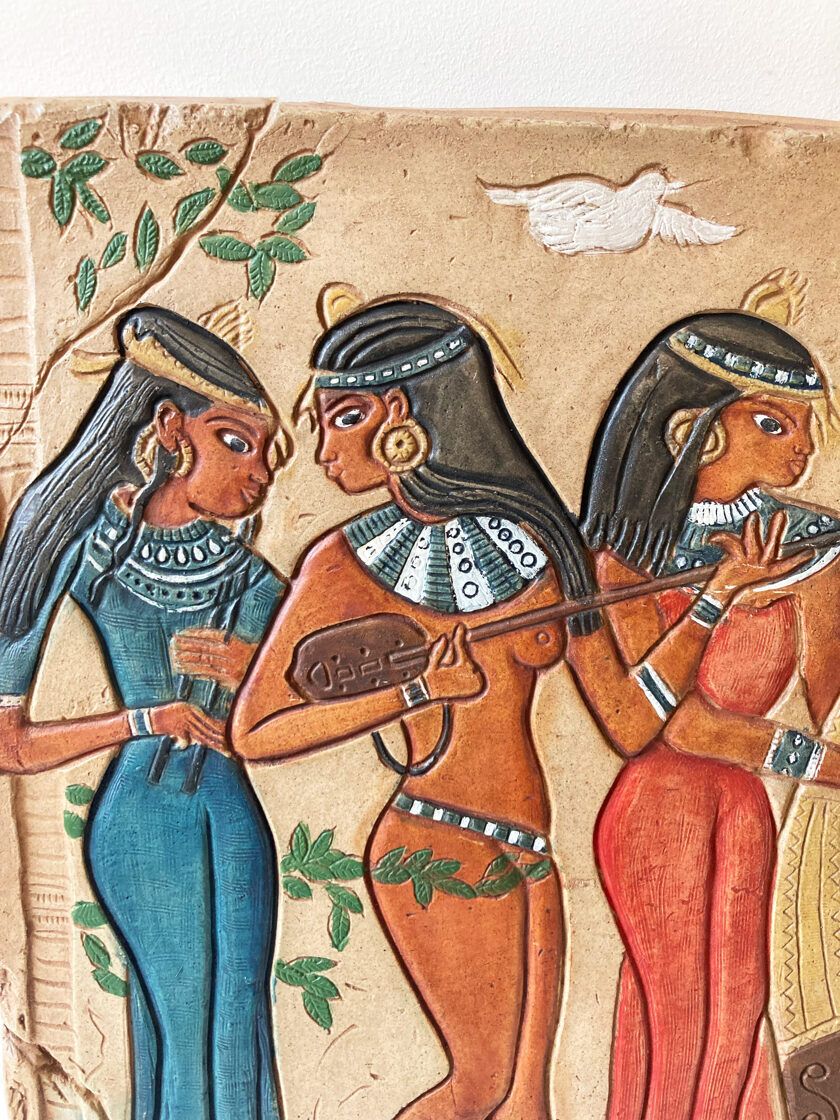 Wanddecoratie met drie Egyptische muzikanten photo Kunst