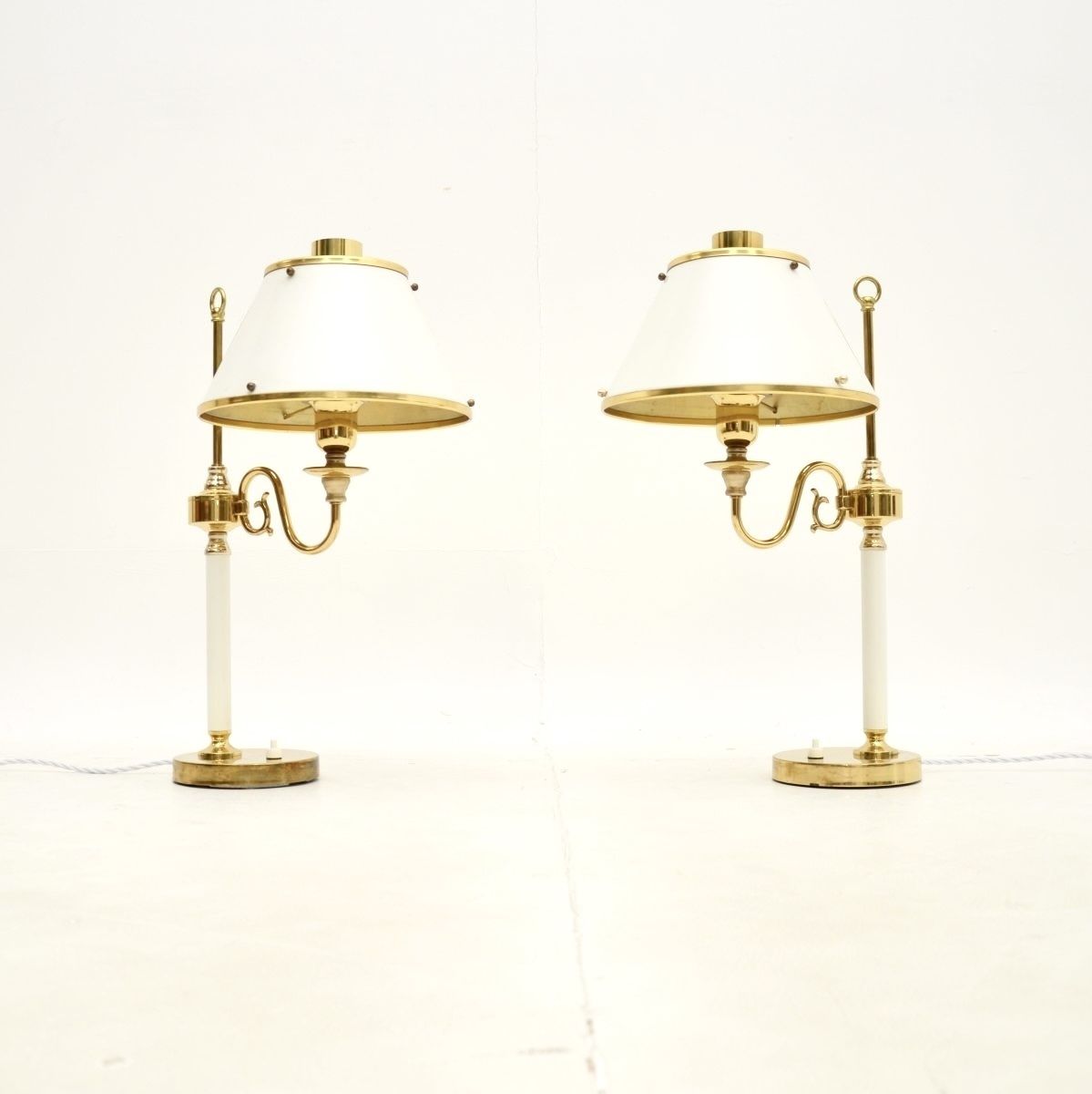Pair Of Vintage Swedish Brass And Tole Table Lamps By Borens photo furniture