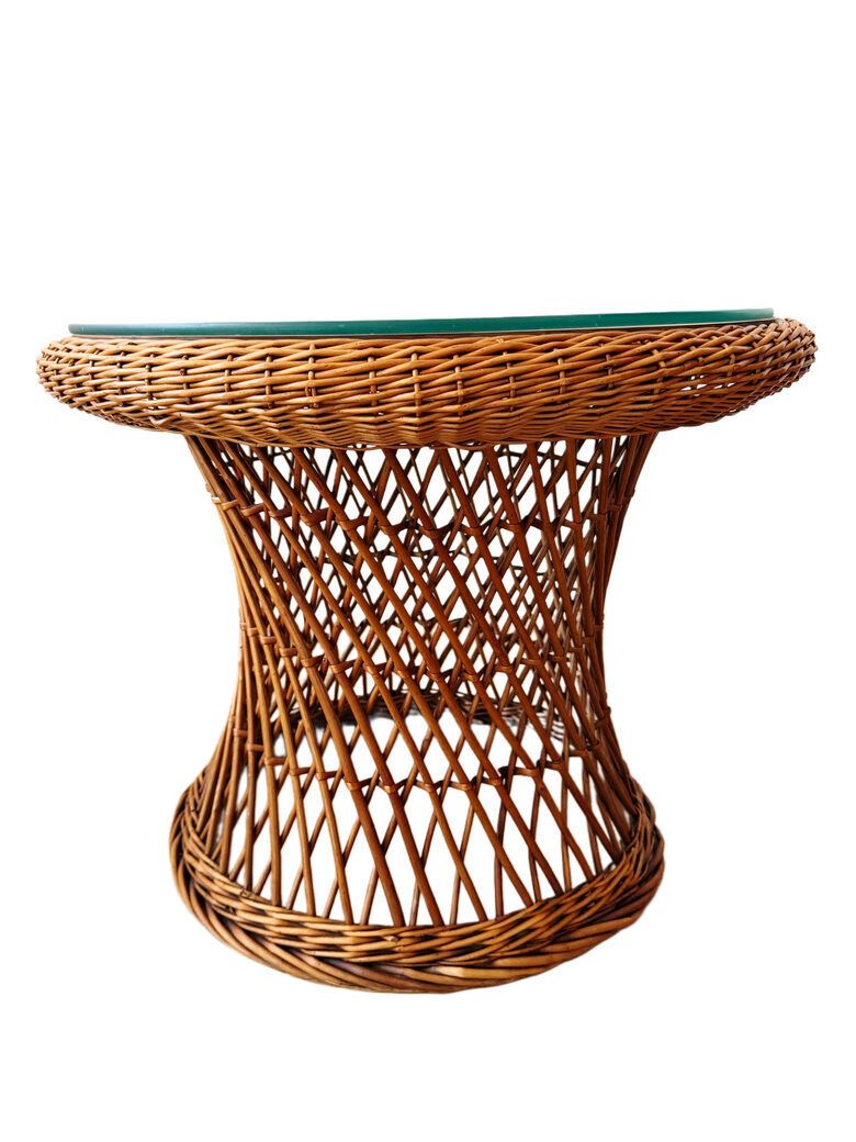 Wicker Coffee Table/ 1960s photo furniture