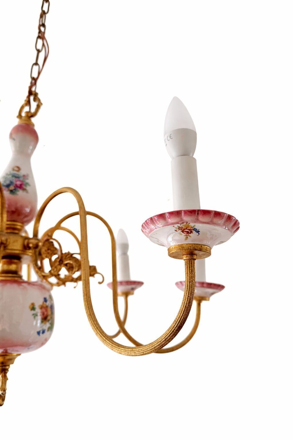 Porcelain Chandelier With Flowers photo for sale