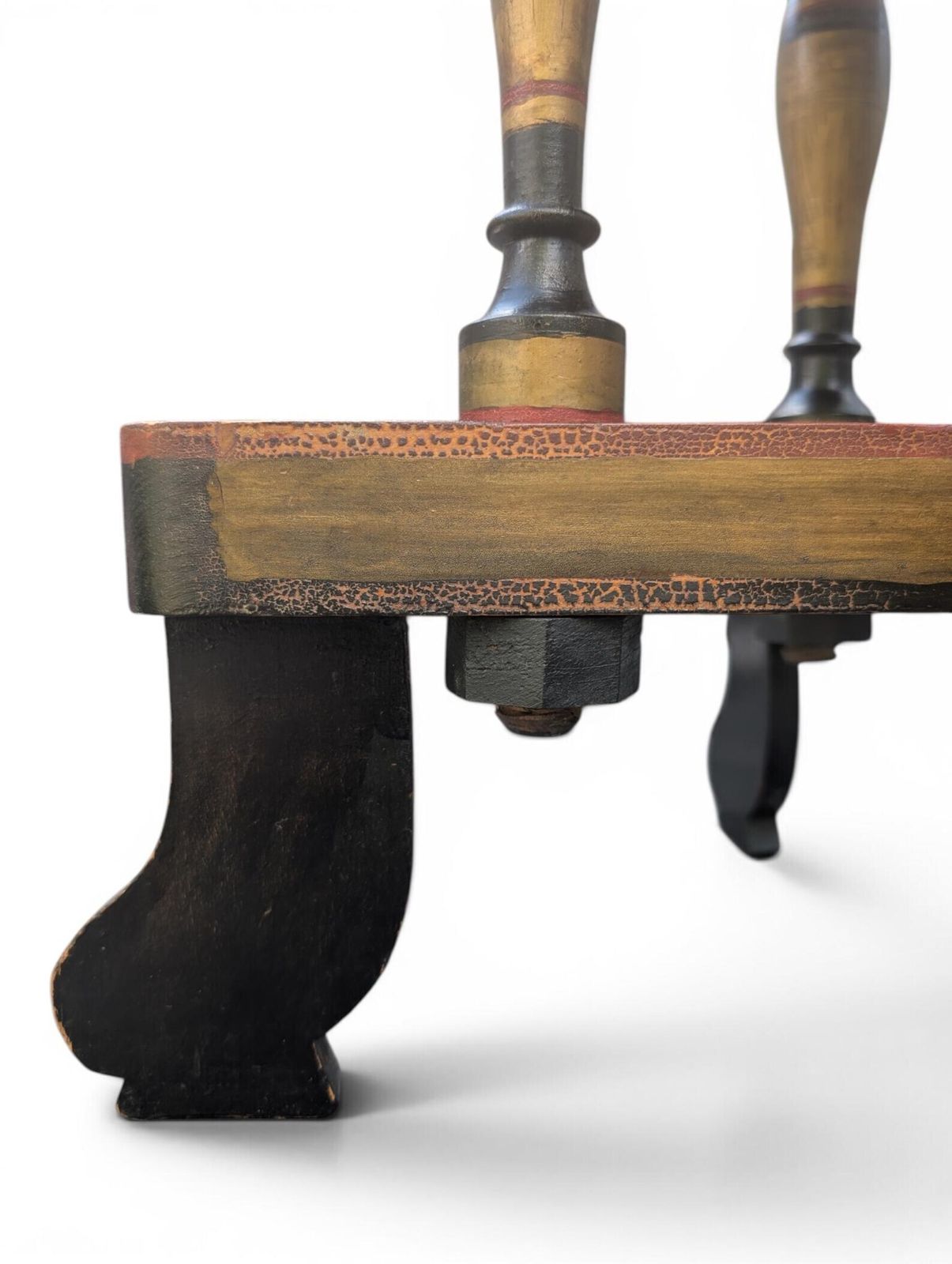 Antique Russian Khokhloma Folk Art Side Table, Early 20th Century photo vintage