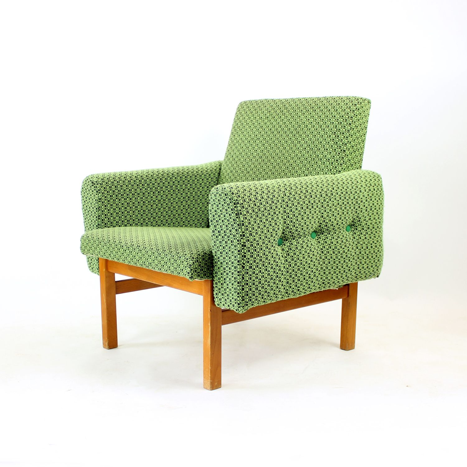 Midcentury Armchair In Fabric & Beech, Czechoslovakia 1960s photo Furniture