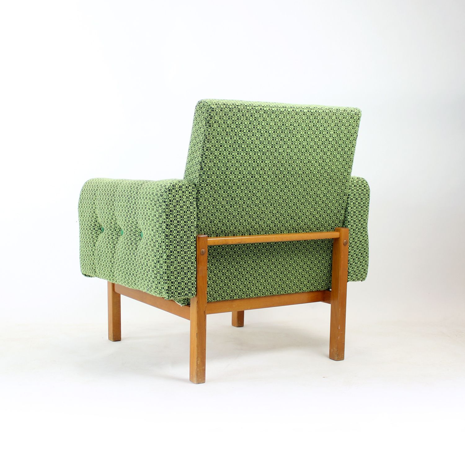 Mid-Century fauteuil in stof en beukenhout, Tsjecho-Slowakije, jaren 1960 photo vinterior