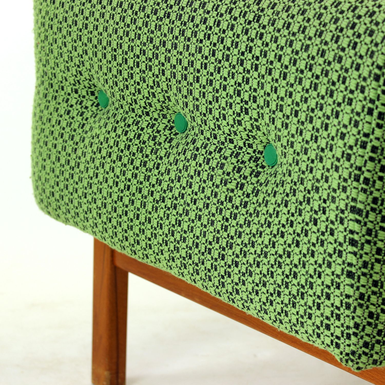 Midcentury Armchair In Fabric & Beech, Czechoslovakia 1960s photo vintage