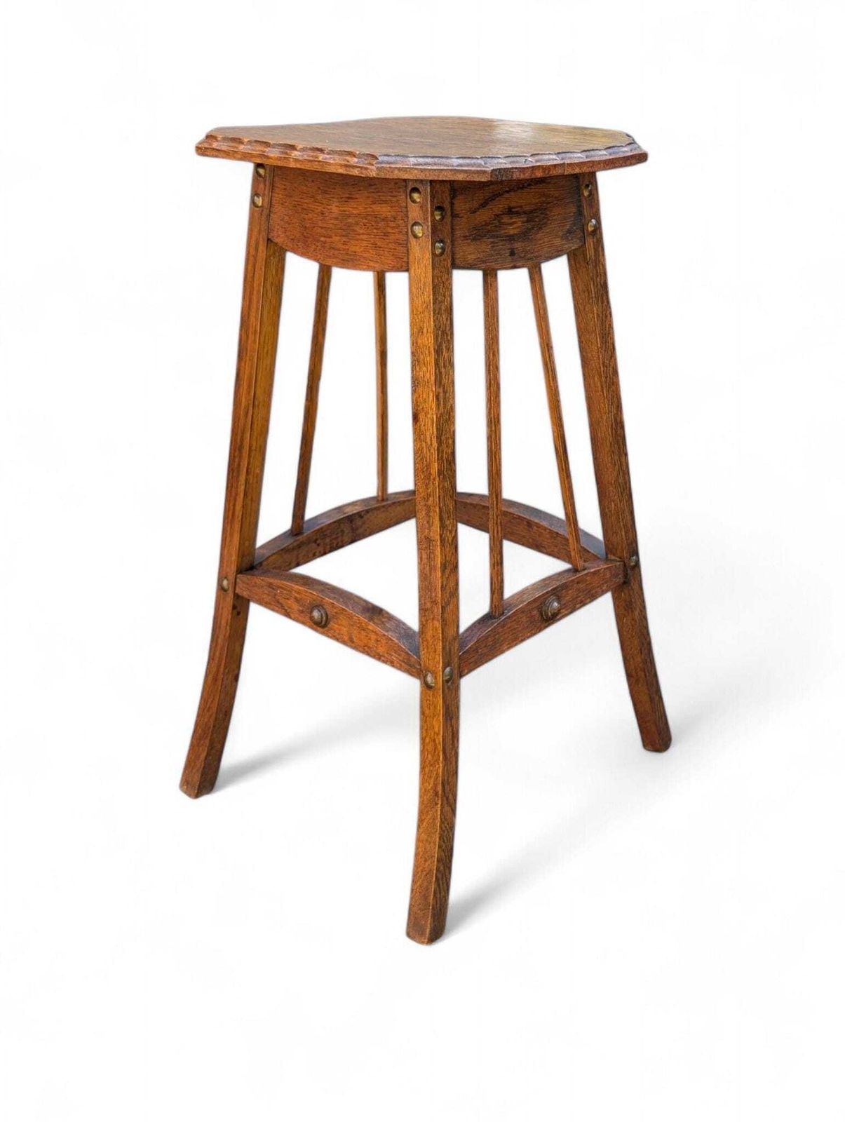 Small Arts And Crafts Oak Plant Stand Side Table Antique photo for sale