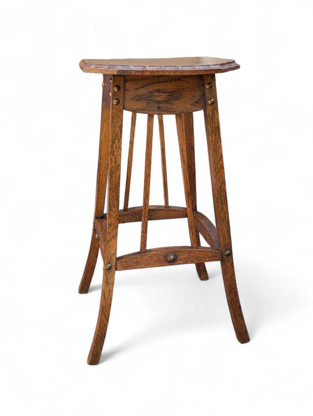 Small Arts And Crafts Oak Plant Stand Side Table Antique photo Furniture
