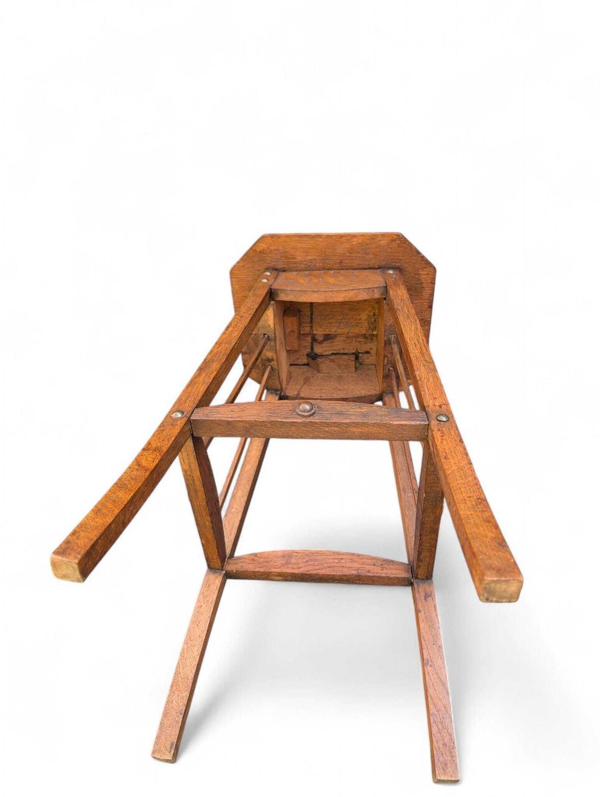 168.0 Small Arts And Crafts Oak Plant Stand Side Table Antique photo
