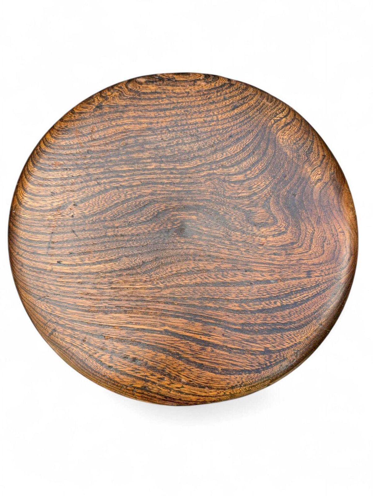 Furniture 19th Century English Elm Stool: Victorian Country Style, Worn Patina photo