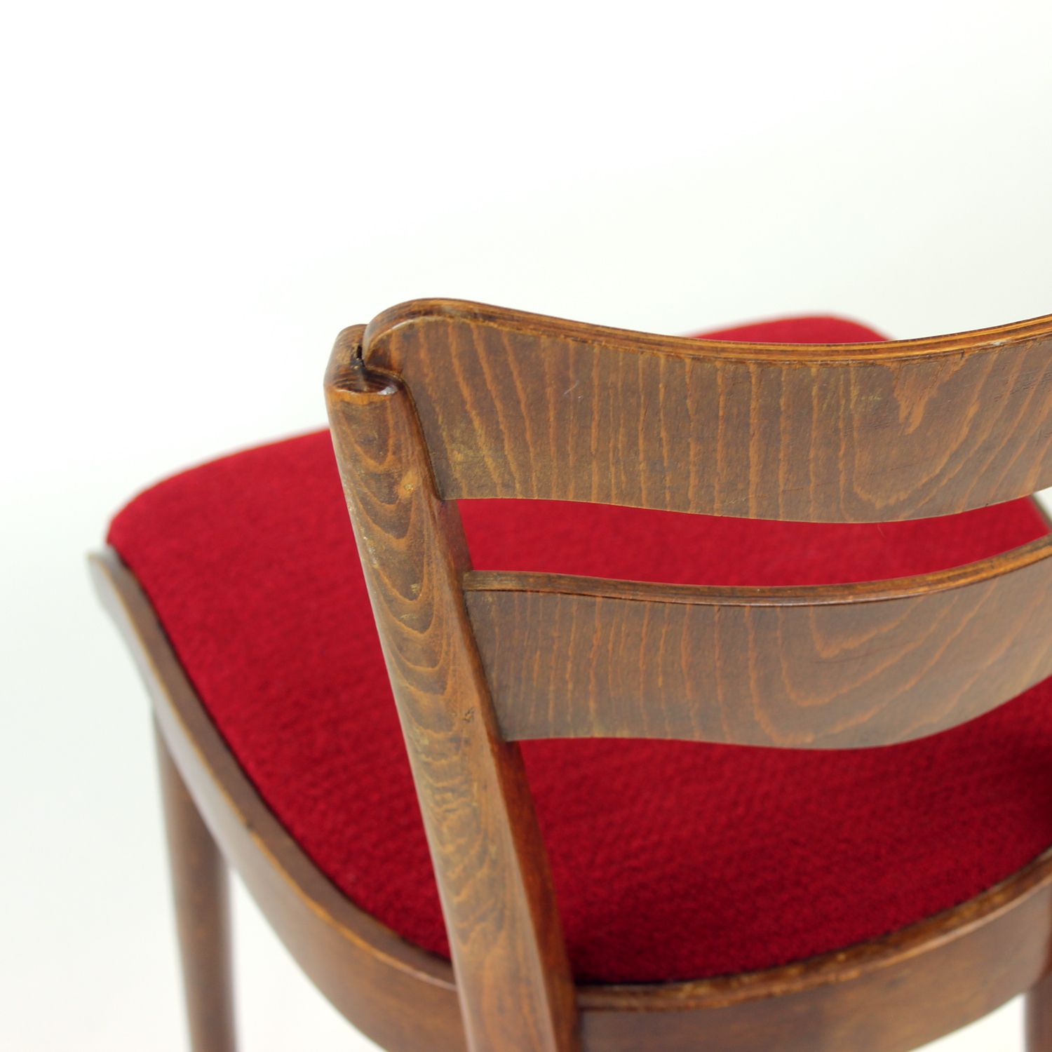 Set van 4 eetkamerstoelen in eik en walnoot, Tsjecho-Slowakije, jaren 1960 photo vintage