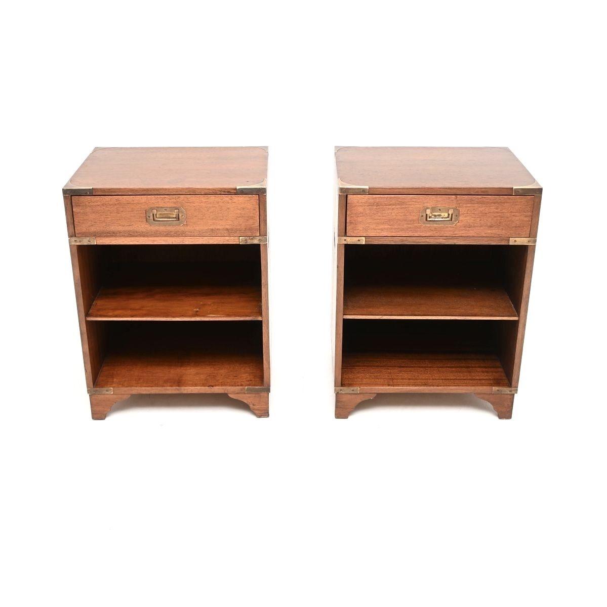 Pair Of Antique Military Campaign Style Mahogany Bedside Cabinets photo furniture