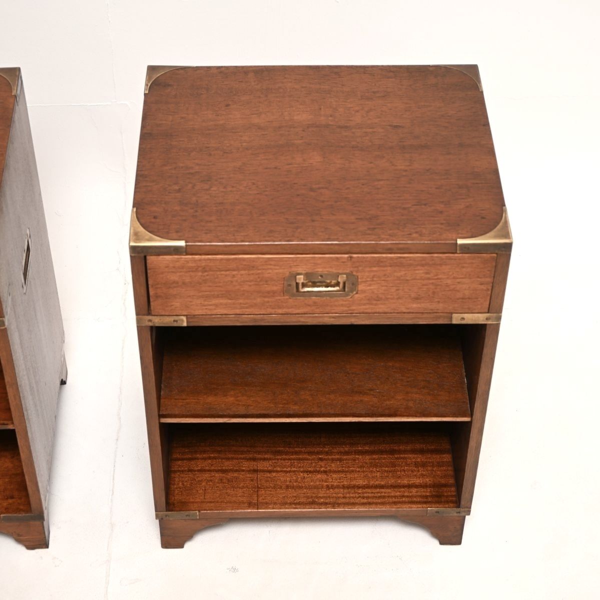Pair Of Antique Military Campaign Style Mahogany Bedside Cabinets photo buy