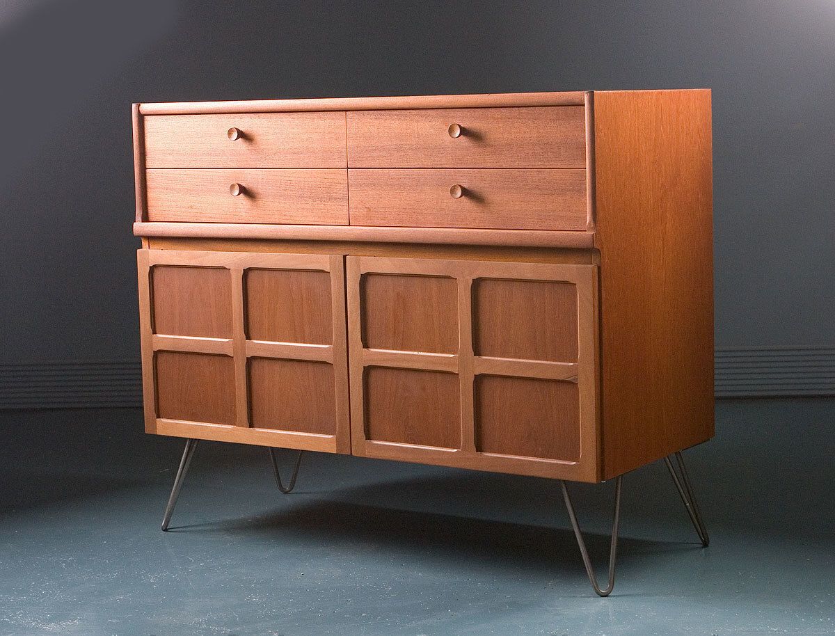 Nathan Mid Century Retro Teak Small Sideboard Drinks Cocktail Record 1970s On Hairpin Legs Or Tapered Teak Wooden Feet photo furniture