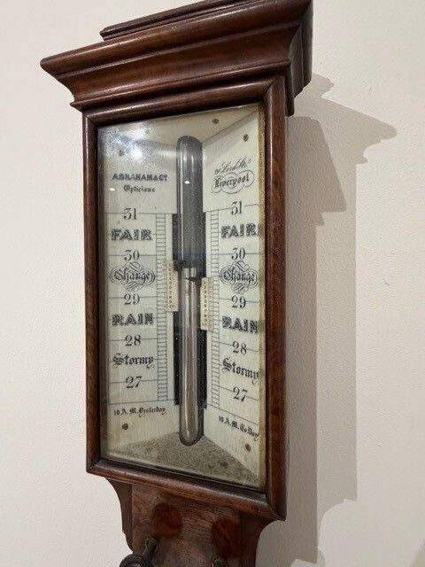 Very Early Victorian Walnut Stick Barometer Abraham Of Liverpool C.1835 photo for sale
