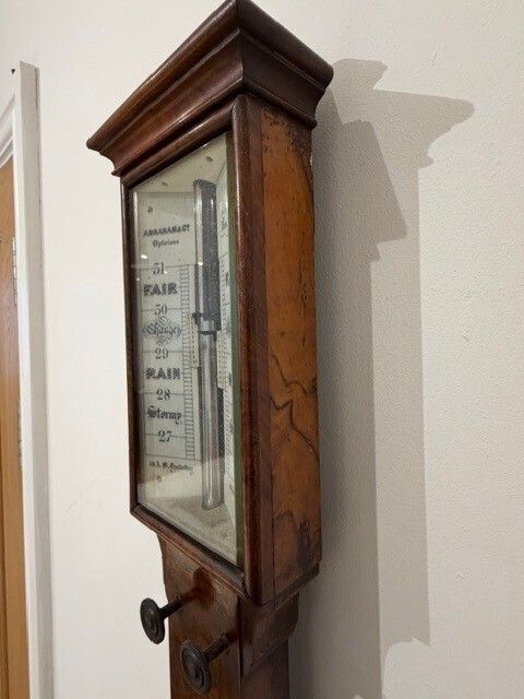 Very Early Victorian Walnut Stick Barometer Abraham Of Liverpool C.1835 photo Home Decor
