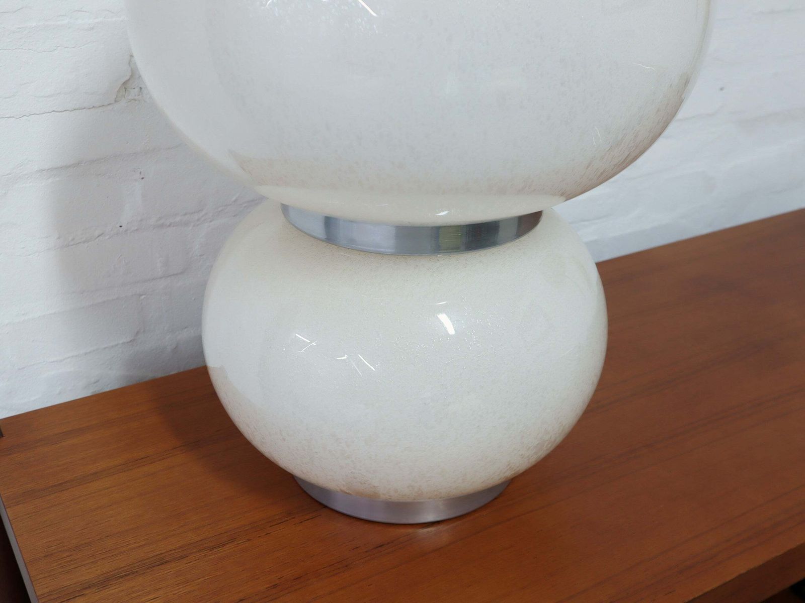 Lampe de table Mazzega à double abat-jour en verre Murano Pulegoso, années 1970 photo vintage