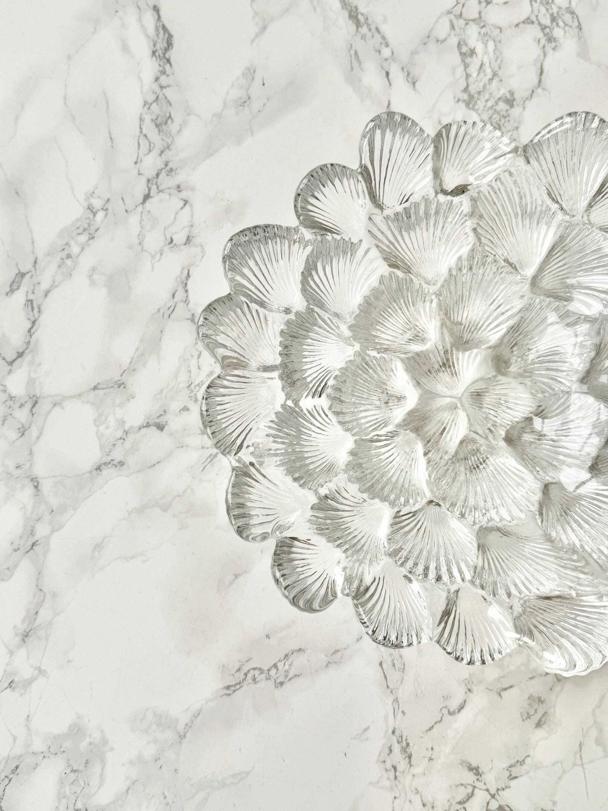 Vintage Bowl Per Lütken Royal Copenhagen Moulded Crystal With A Raised Shell Decor Translucent Scandinavian Danish Designer Piece Top Table photo for sale