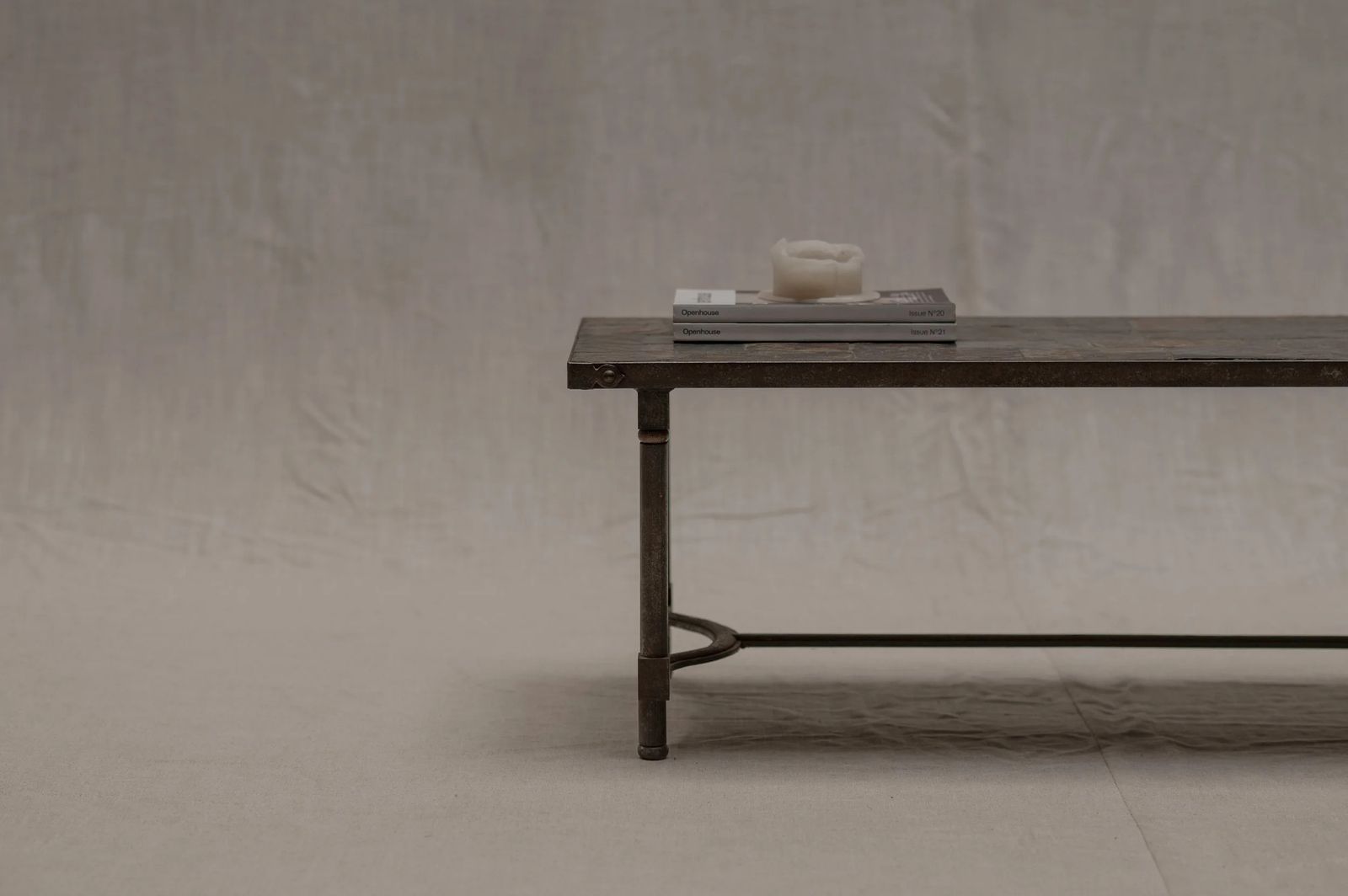 French Mid Century Slate & Iron Coffee Table, 1960s photo 1450.0