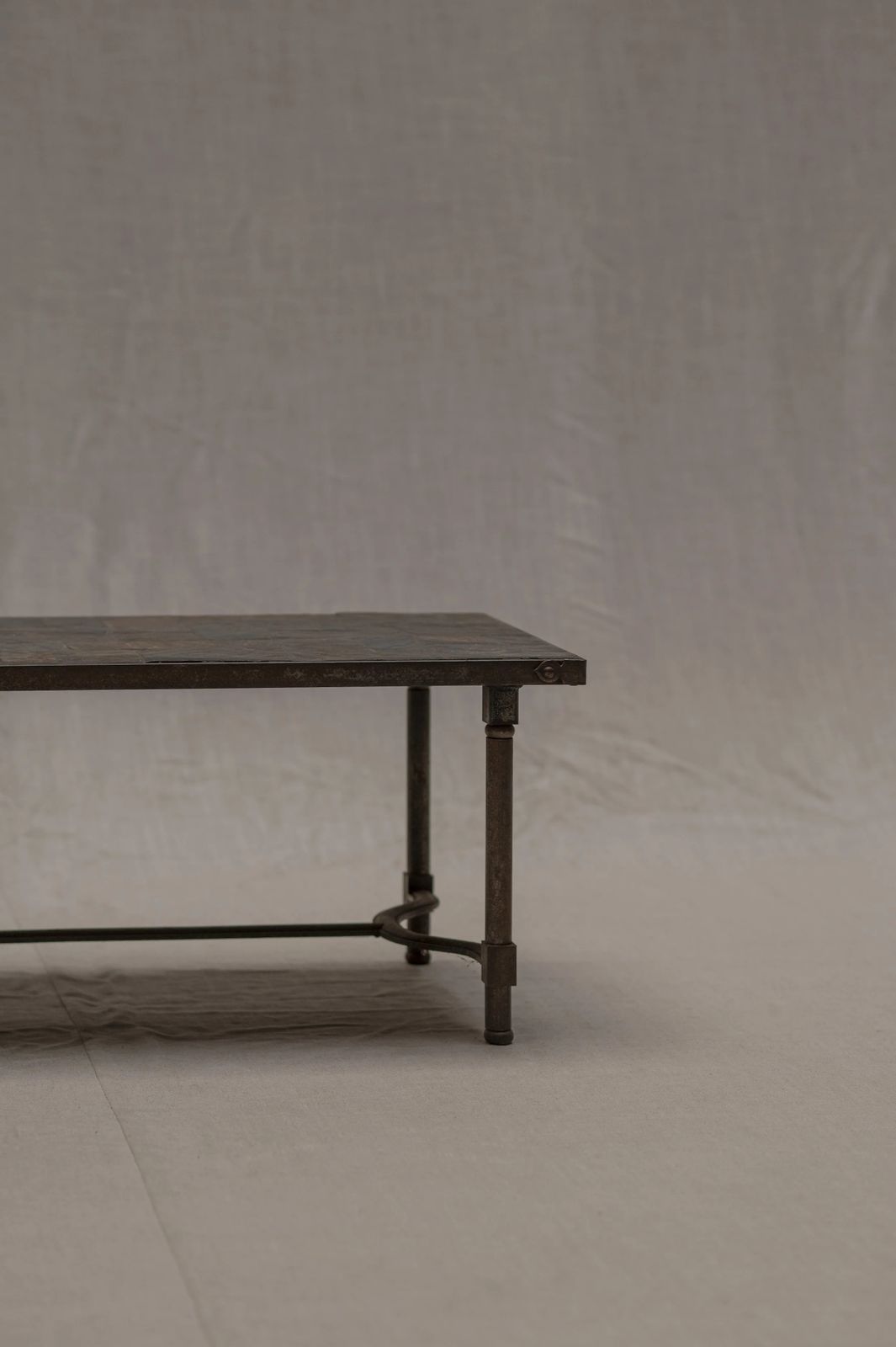 French Mid Century Slate & Iron Coffee Table, 1960s photo vinterior