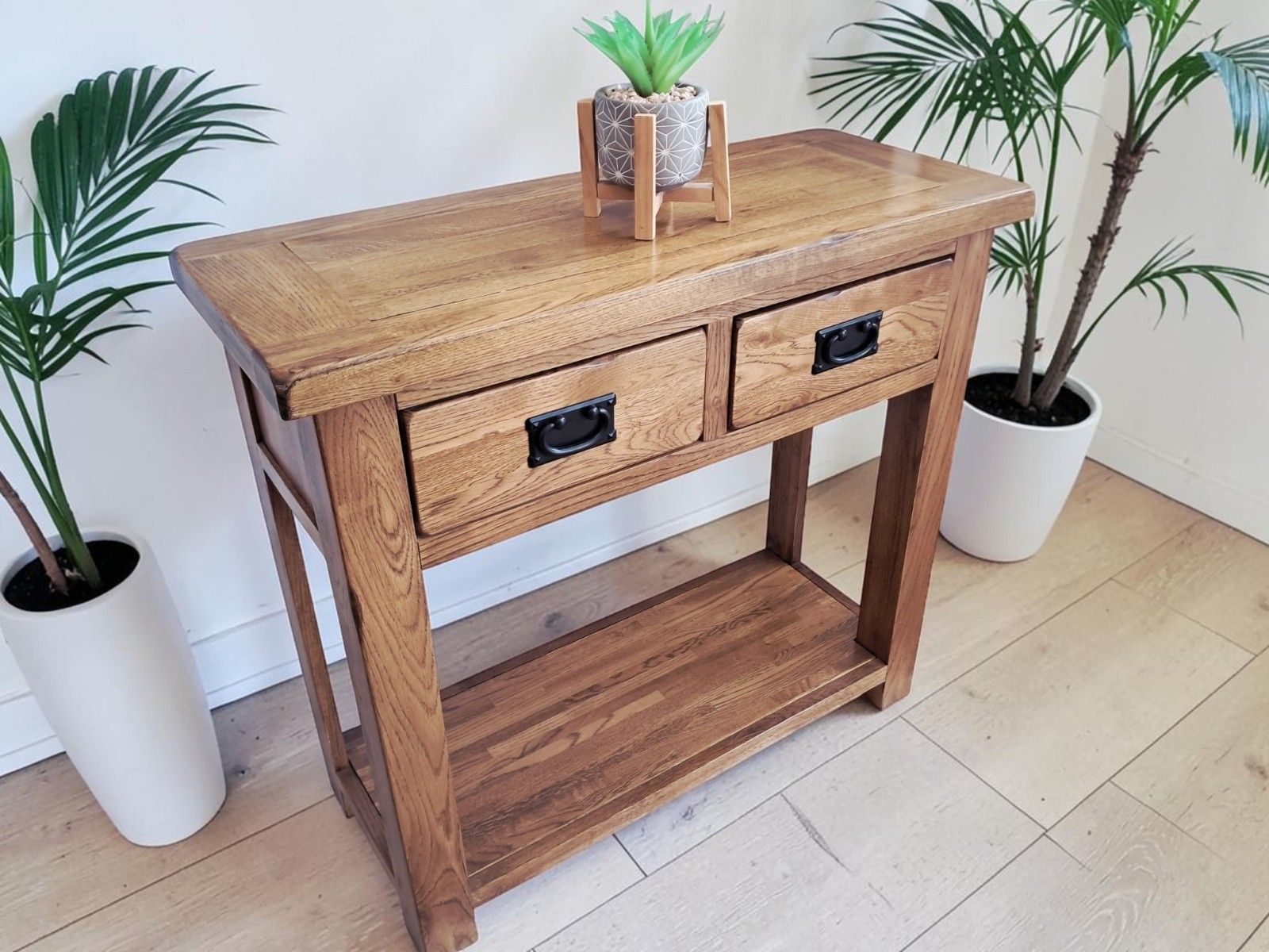 Vintage Country Oak Console Hall Table / Side Table Farmhouse Style 1980 photo 275.0