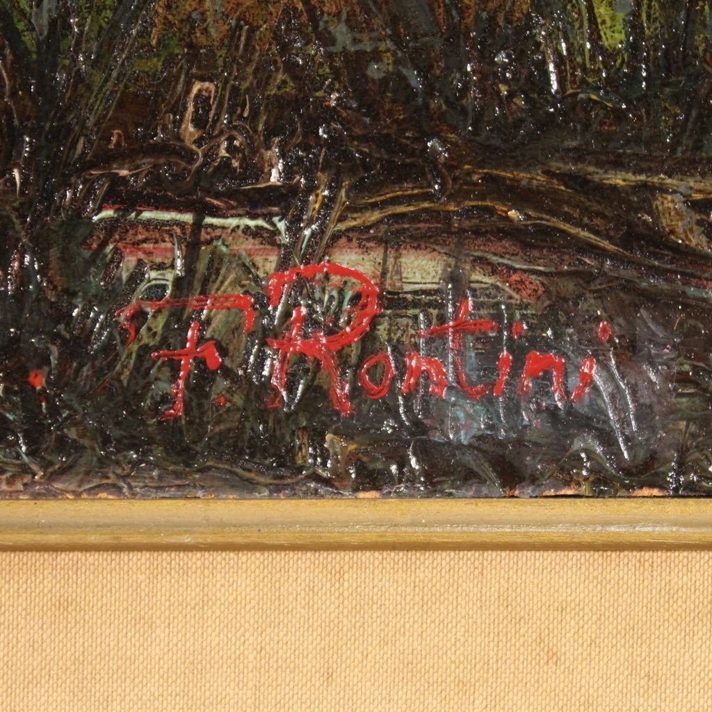 Landschapsschilderij gesigneerd F. Rontini, jaren 1940 photo furniture