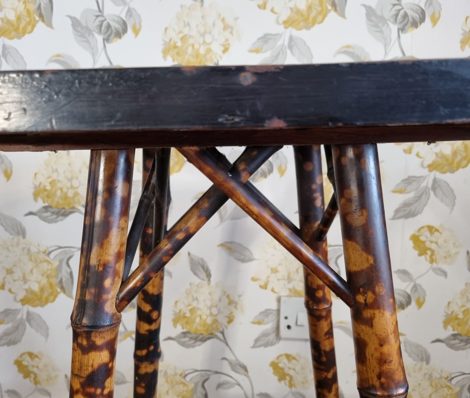 Early 20th Century Tiger Bamboo Side Table Two Tier Plant Stand Cm High photo vinterior