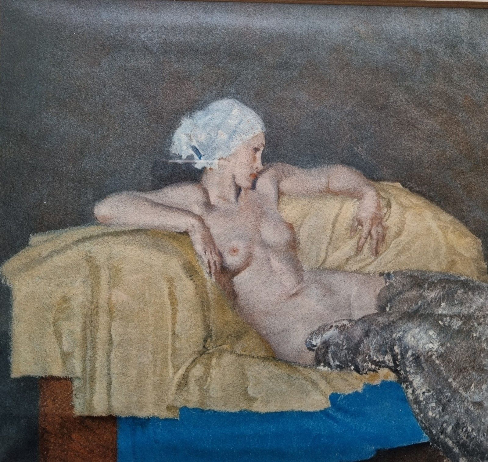 Sir William Russell Flint  Vintage Print Reclining Nude 'Silver & Gold' Framed photo vinterior
